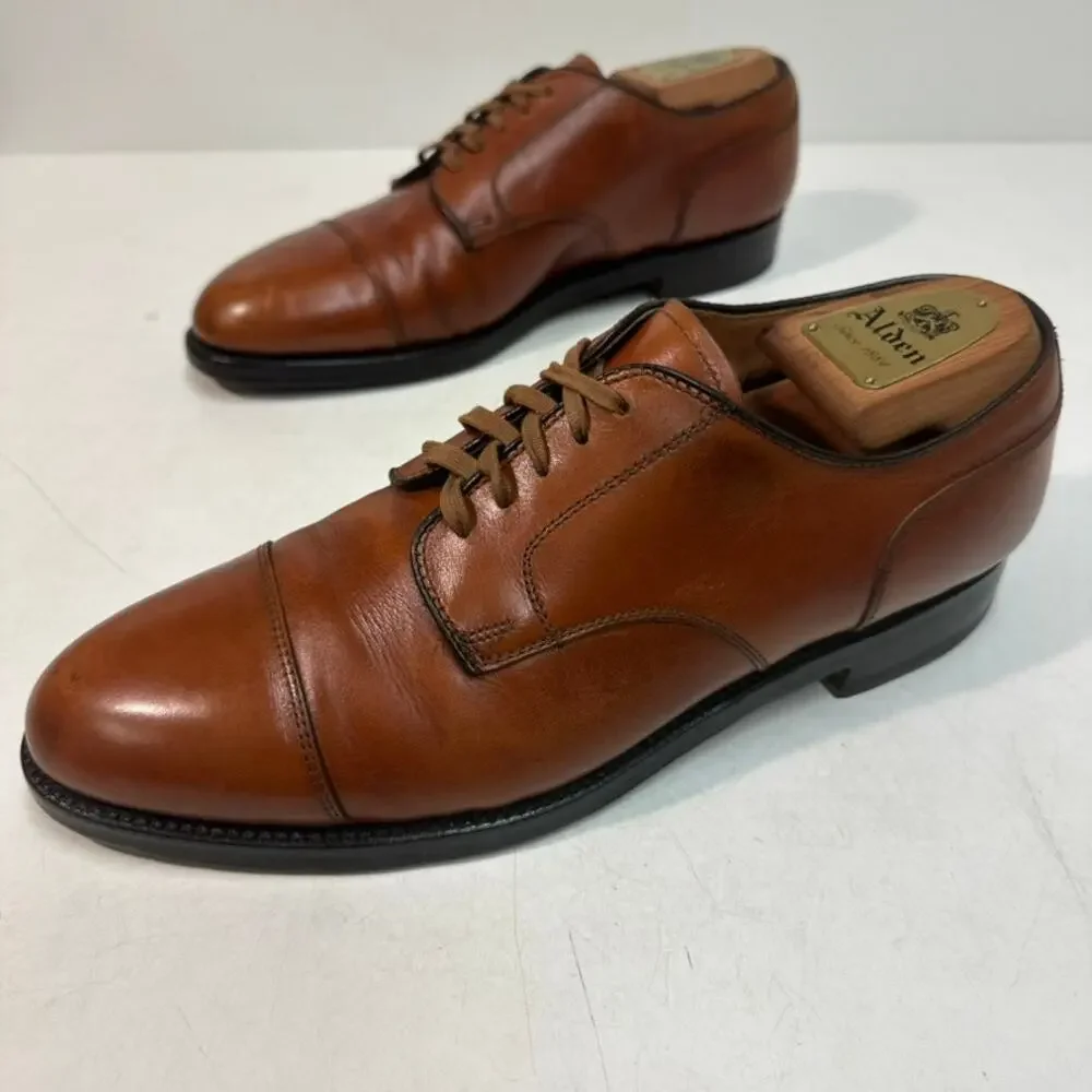 NEW HEELS Alden x Brooks Brothers 972 Straight Tip Blucher Brown Calf USA 8.5 D